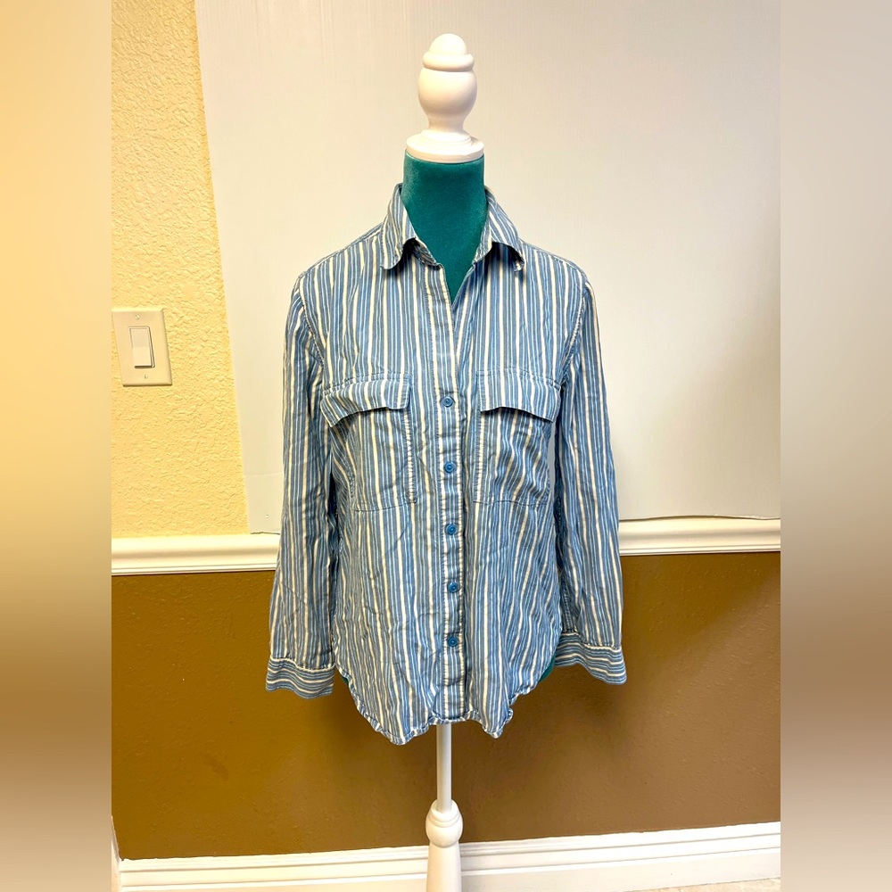 Babaton Striped Long Sleeve Button Tunic Shirt – XS – Aritzia